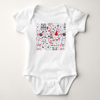 Vintage Paris: Travel Line Pattern Baby Bodysuit