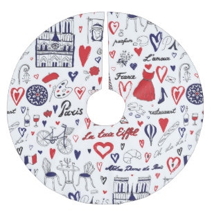 Vintage Paris: Travel Line Pattern Brushed Polyester Tree Skirt