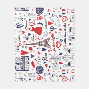 Vintage Paris: Travel Line Pattern Fleece Blanket