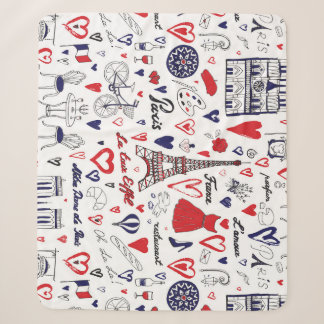 Vintage Paris: Travel Line Pattern Sherpa Blanket