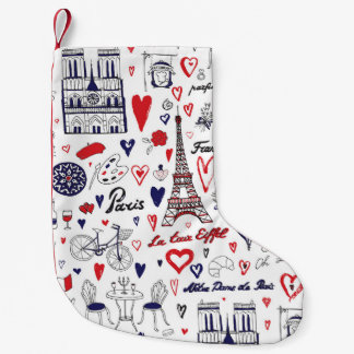 Vintage Paris: Travel Line Pattern Small Christmas Stocking