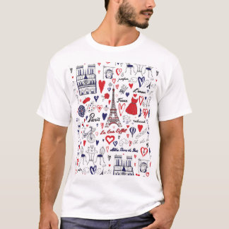 Vintage Paris: Travel Line Pattern T-Shirt