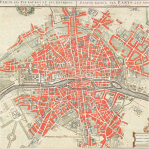 Vintage Paris travel map. Old city. Retro France