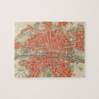 Vintage Paris travel map. Old city. Retro France