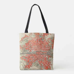 Vintage Paris travel map. Old retro city France Tote Bag