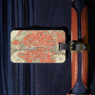 Vintage Paris travel map. Retro old city of France Luggage Tag