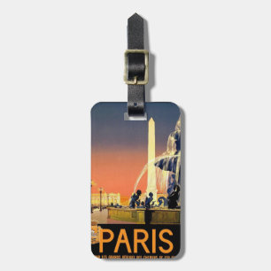 Vintage Paris Travel Poster Luggage Tag
