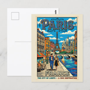 Vintage Paris Travel Poster - The City of Lights Postcard