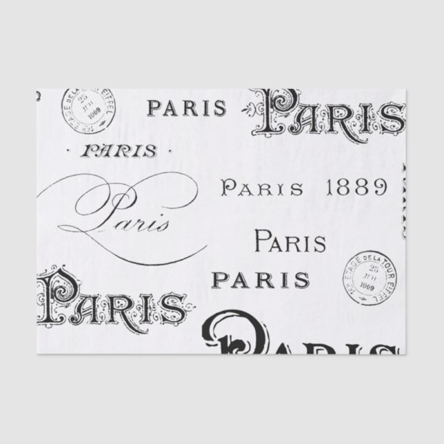 Vintage Paris Typography Tissue Paper (Front)