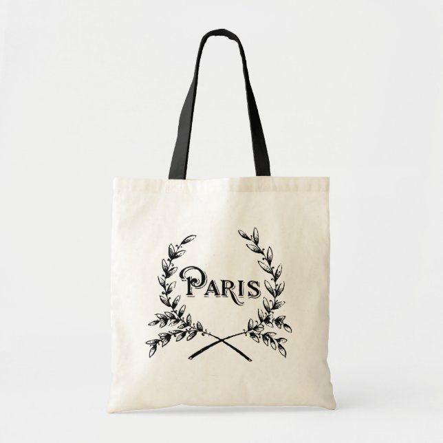 Vintage Paris Typography Tote Bag (Front)