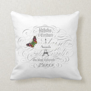 Vintage Paris White Personalised Cushion