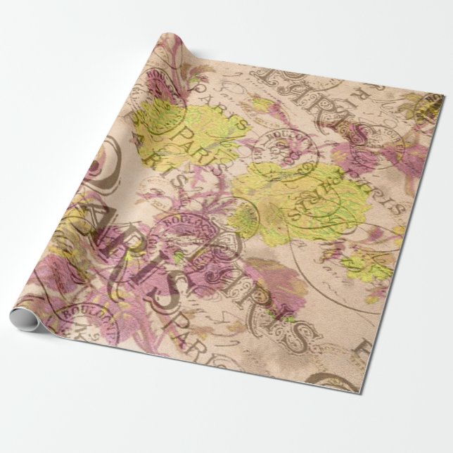 Vintage Paris Wrapping Paper (Unrolled)