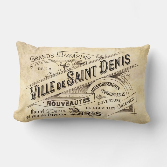 Vintage Parisian Advertising Villa Saint Lumbar Cushion (Front)