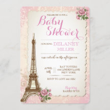 Vintage Parisian Baby Shower Girl Invitations