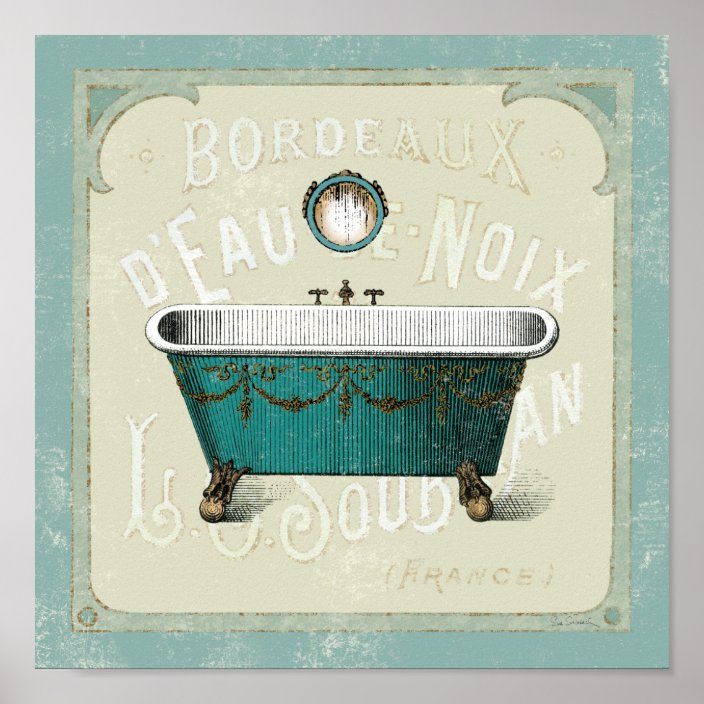 Vintage Parisian Bath Poster Zazzle.co.uk