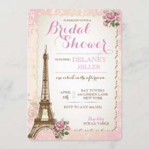 Vintage Parisian Bridal Shower Invitations