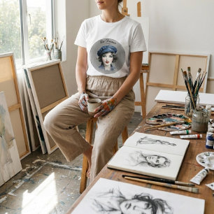 Vintage Parisian Chic "La Dame" Portrait Graphic Tri-Blend Shirt