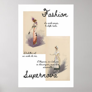 Vintage Parisian Fashion Illustration Print –