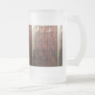 Vintage parisian inspired rustic Fleur de lis Frosted Glass Beer Mug