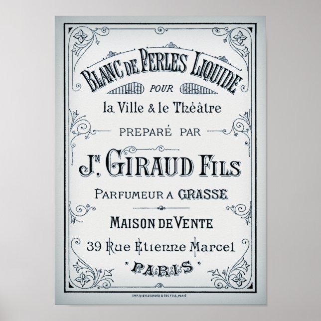 Vintage Parisian Perfume Label Poster (Front)