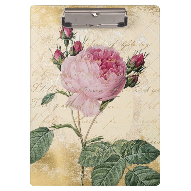 Vintage Parisian Rose  Clipboard (Front)