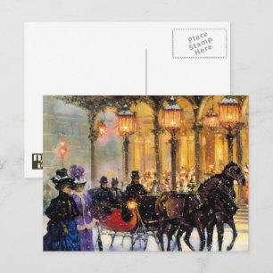 Vintage Parisian Scene Christmas Postcards