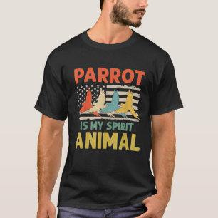 Vintage Parrot Animals Lover Gift American Flag T- T-Shirt