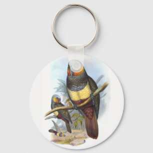Vintage Parrot Bird PE_GC Basic Button Keychain