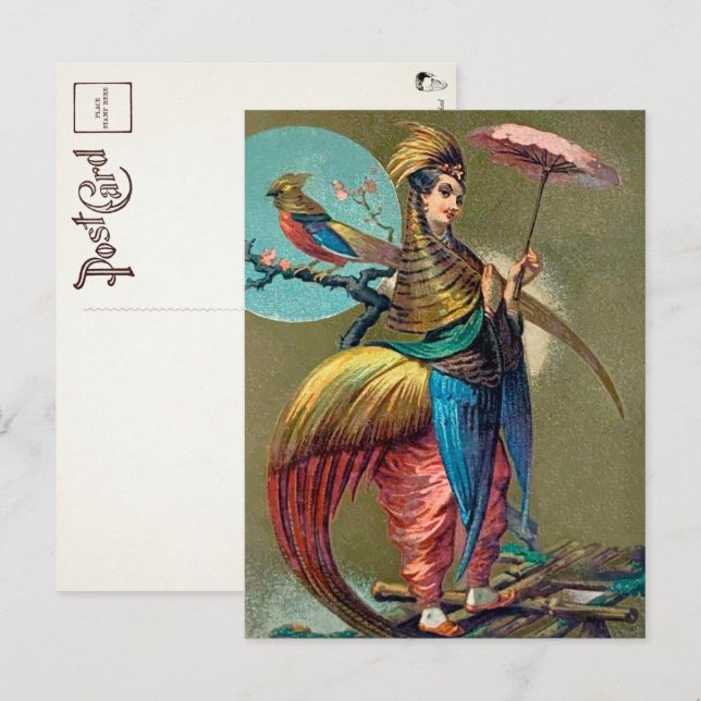Vintage Parrot Girl Postcard  (Front/Back)