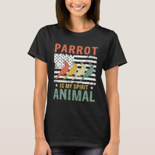 Vintage Parrot Is My Spirit Animal American Flag T T-Shirt