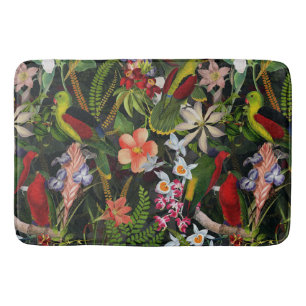 Vintage Parrot Jungle 1 Pattern Bath Mat