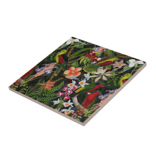 Vintage Parrot Jungle 1 Pattern Tile