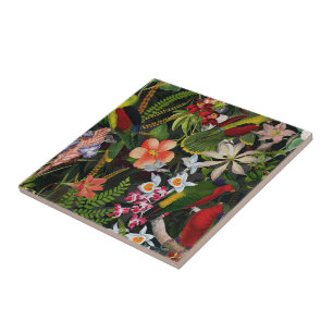 Vintage Parrot Jungle 1 Pattern Tile