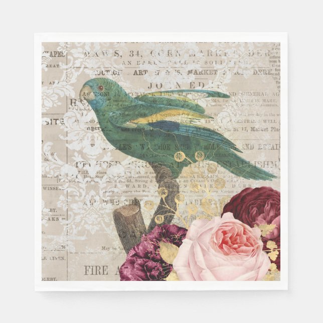 Vintage Parrot Napkin (Front)