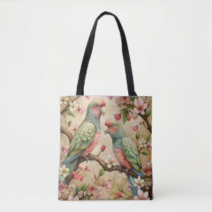 Vintage Parrots Art Tote Bag
