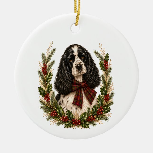 Vintage Parti Cocker Spaniel Christmas Ornament (Front)