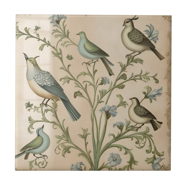 Vintage Partridge Tree Tile (Front)
