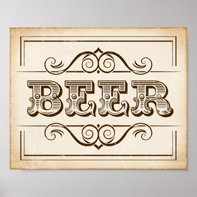 Vintage Party BEER Sign Print (Front)