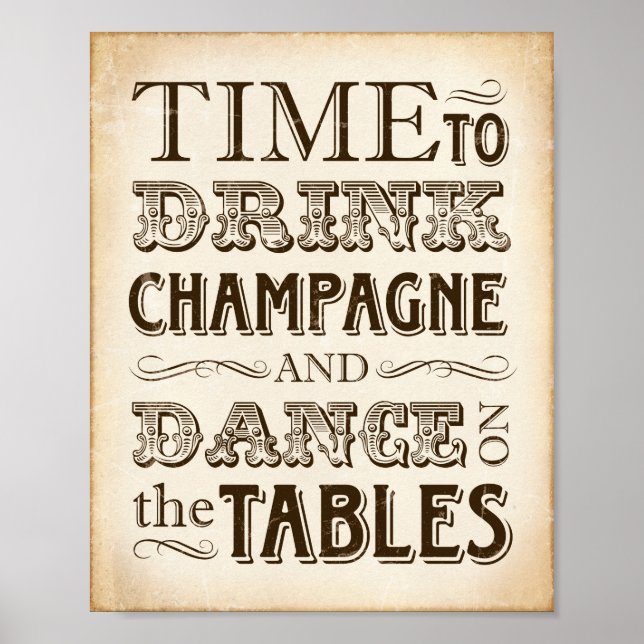 Vintage Party DRINK CHAMPAGNE Sign Print (Front)