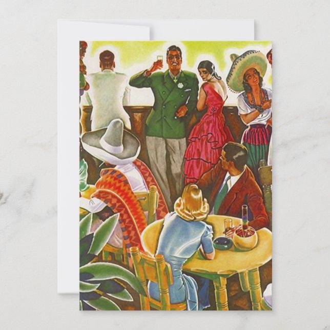 Vintage Party Fun Fiesta Mexico Blank Invitation (Front)