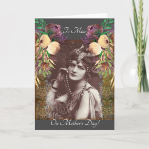 Vintage Party Girl on Victorian Tapestry Card