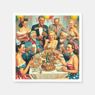Vintage Party Illustration Napkin