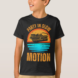 Vintage Party In Slow Motion Funny Pontoon Captain T-Shirt