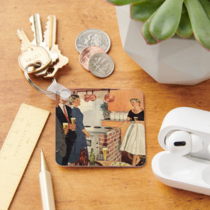 Vintage Party in the Kitchen, Beer and Appetizers Key Ring