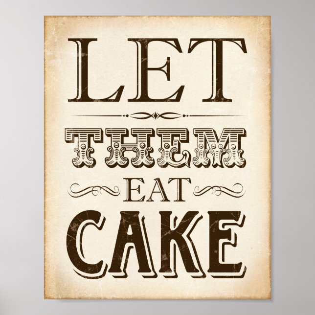 Vintage Party LET THEM EAT CAKE Sign Print (Front)