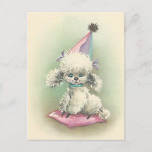 Vintage Party Poodle Invitation Postcard
