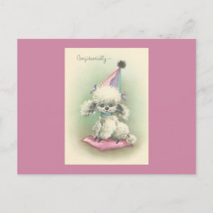 Vintage Party Poodle Invitation Postcard