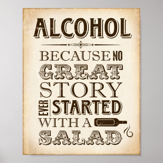 Vintage Party Prints / ALCOHOL No Great Party Sign (Front)