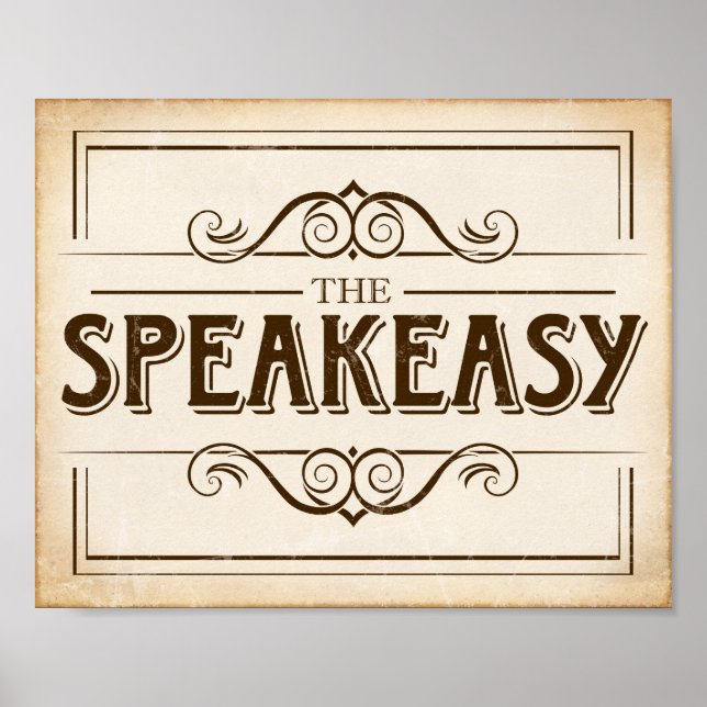 Vintage Party SPEAKEASY Sign Print (Front)