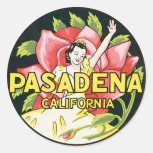 Vintage Pasadena California Classic Round Sticker